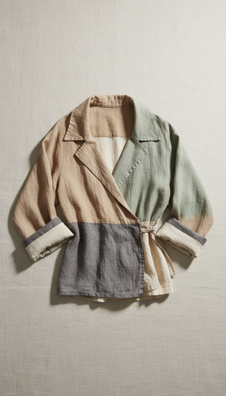 Linen Wrap Shirt with Ties