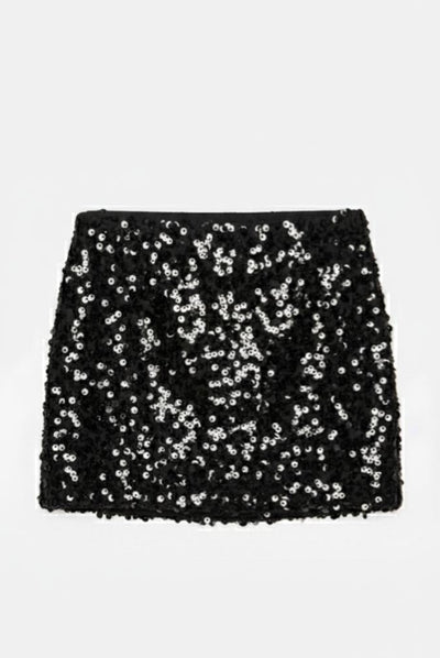 Black Sequin Mini Skirt