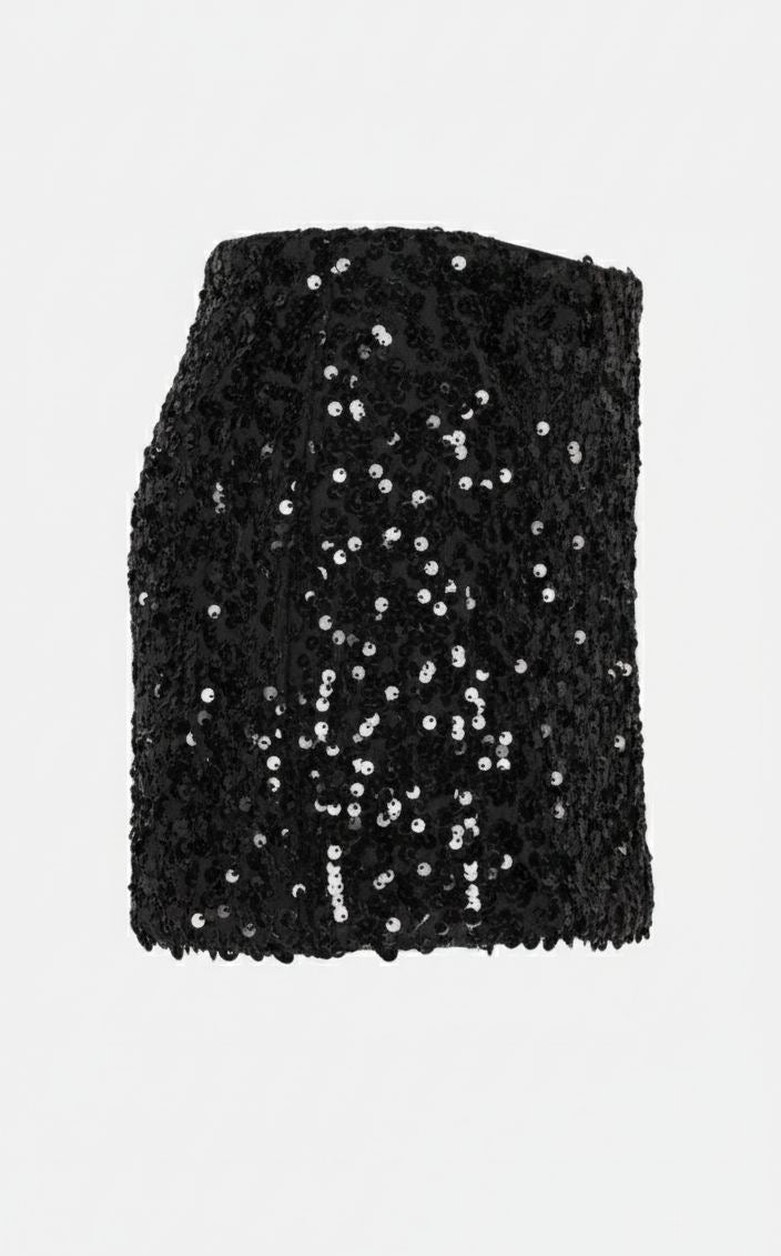 Black Sequin Mini Skirt
