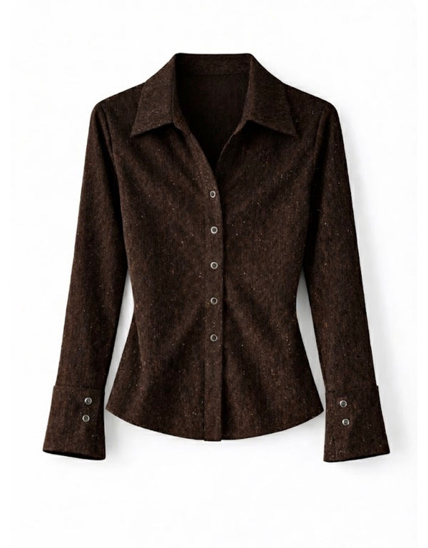 Brown Shimmer Buttoned Top