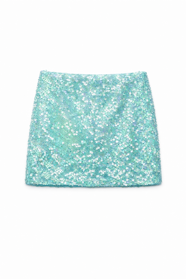 Ice Blue Stardust Mini Skirt