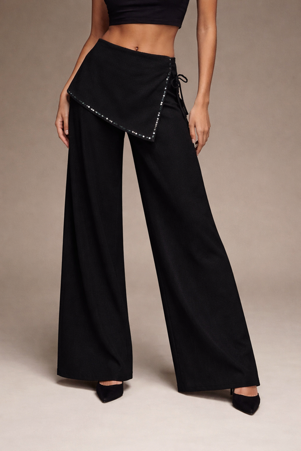Wrap Wide-Leg Pants