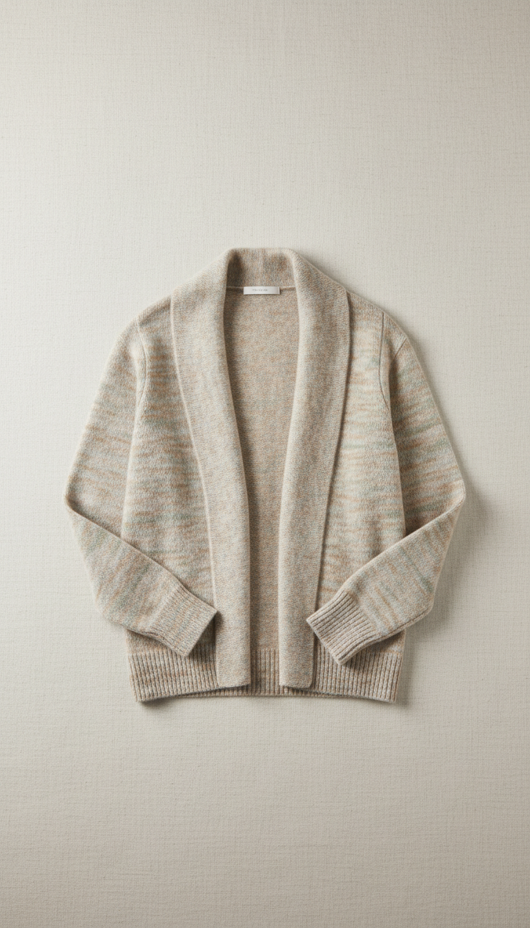 Merino Wool Cardigan with Ribbed Cuffs