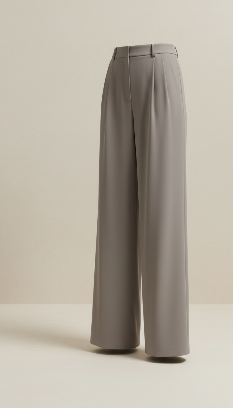 Taupe Slate Tailored Wide-Leg Trousers